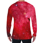 Red Galaxy Space Cloud Print Men's Long Sleeve T-Shirt