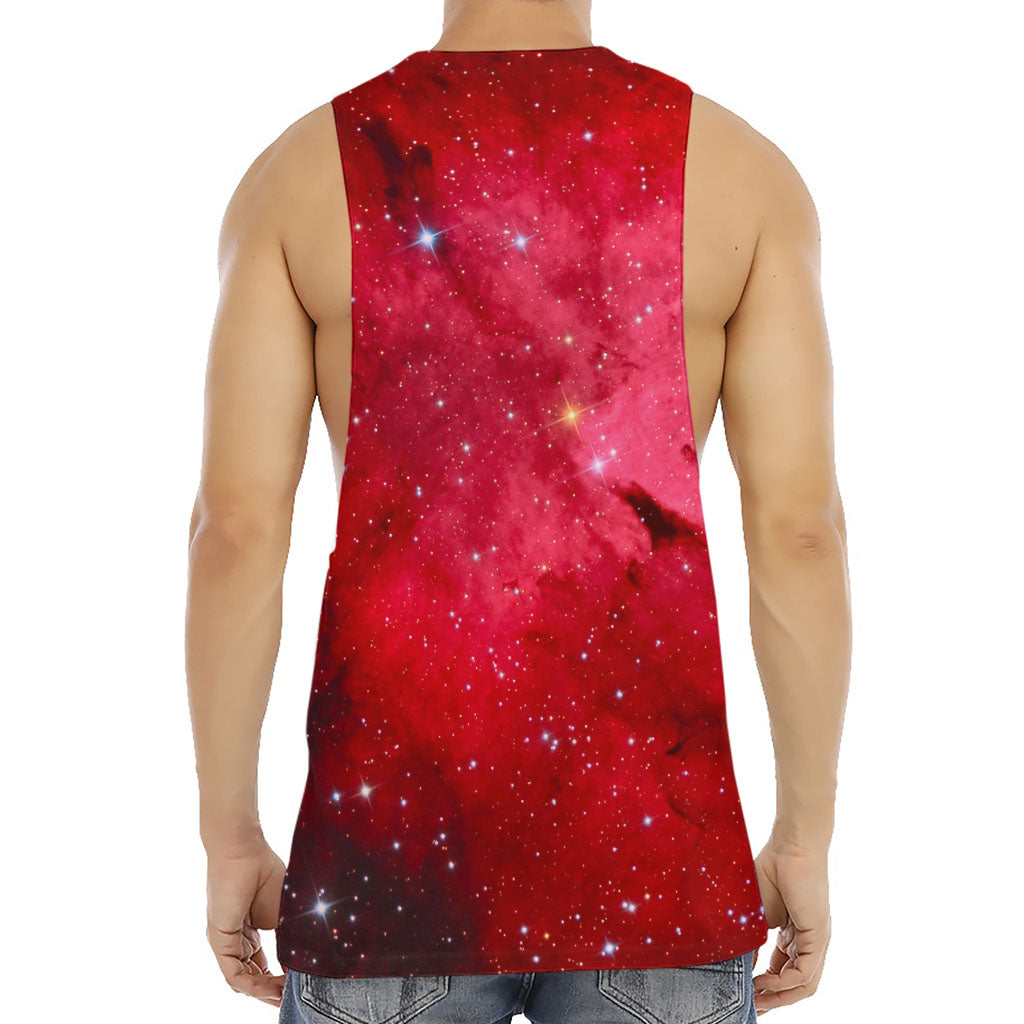 Red Galaxy Space Cloud Print Men's Muscle Tank Top