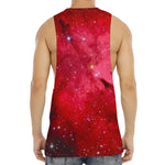 Red Galaxy Space Cloud Print Men's Muscle Tank Top