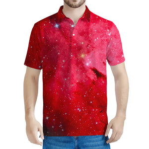 Red Galaxy Space Cloud Print Men's Polo Shirt