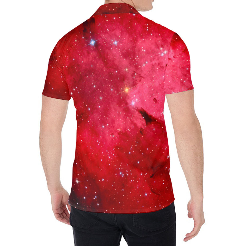 Red Galaxy Space Cloud Print Men's Shirt