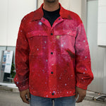 Red Galaxy Space Cloud Print Men's Shirt Jacket