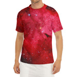 Red Galaxy Space Cloud Print Men's Short Sleeve Rash Guard
