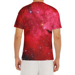 Red Galaxy Space Cloud Print Men's Short Sleeve Rash Guard