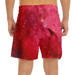 Red Galaxy Space Cloud Print Men's Split Running Shorts