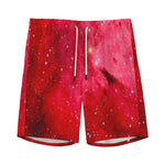 Red Galaxy Space Cloud Print Men's Sports Shorts