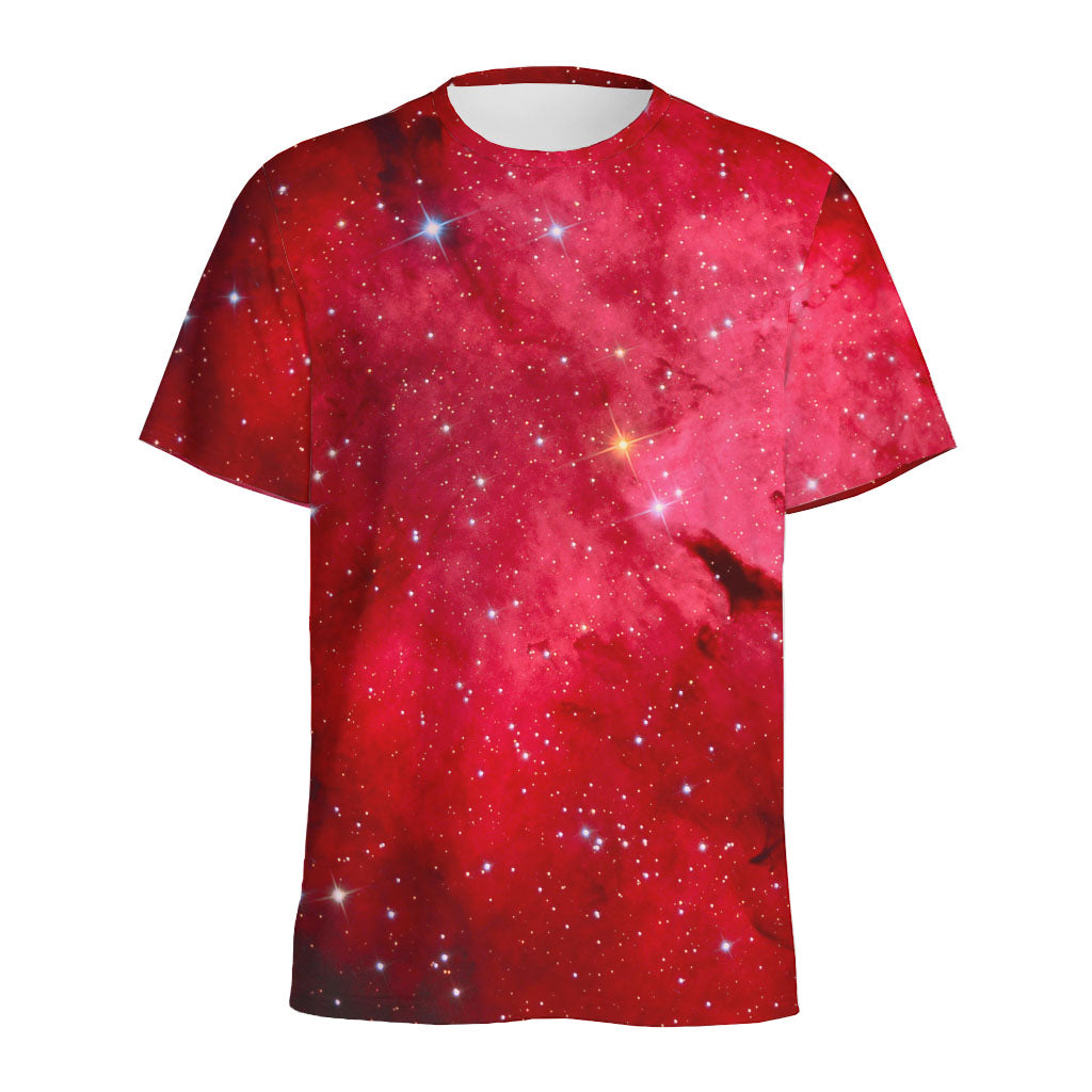 Red Galaxy Space Cloud Print Men's Sports T-Shirt