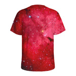 Red Galaxy Space Cloud Print Men's Sports T-Shirt