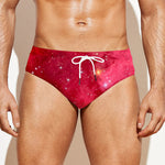 Red Galaxy Space Cloud Print Men's Swim Briefs