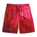 Red Galaxy Space Cloud Print Men's Swim Trunks