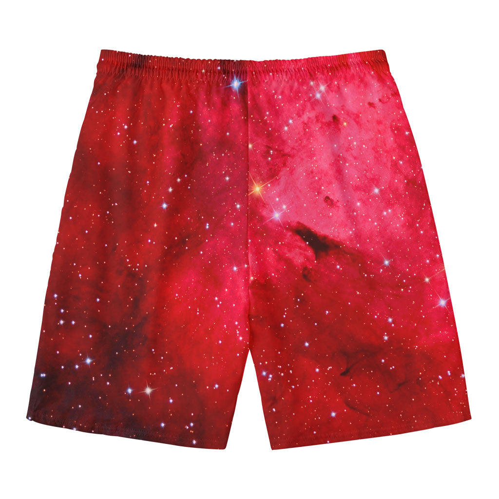 Red Galaxy Space Cloud Print Men's Swim Trunks
