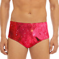 Red Galaxy Space Cloud Print Men's Triangle Swim Briefs