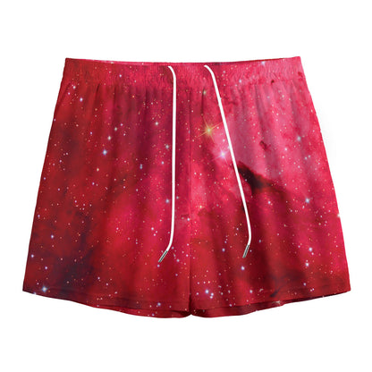 Red Galaxy Space Cloud Print Mesh Shorts