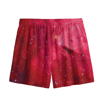 Red Galaxy Space Cloud Print Mesh Shorts