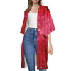 Red Galaxy Space Cloud Print Open Front Beach Cover Up