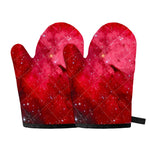 Red Galaxy Space Cloud Print Oven Mitts