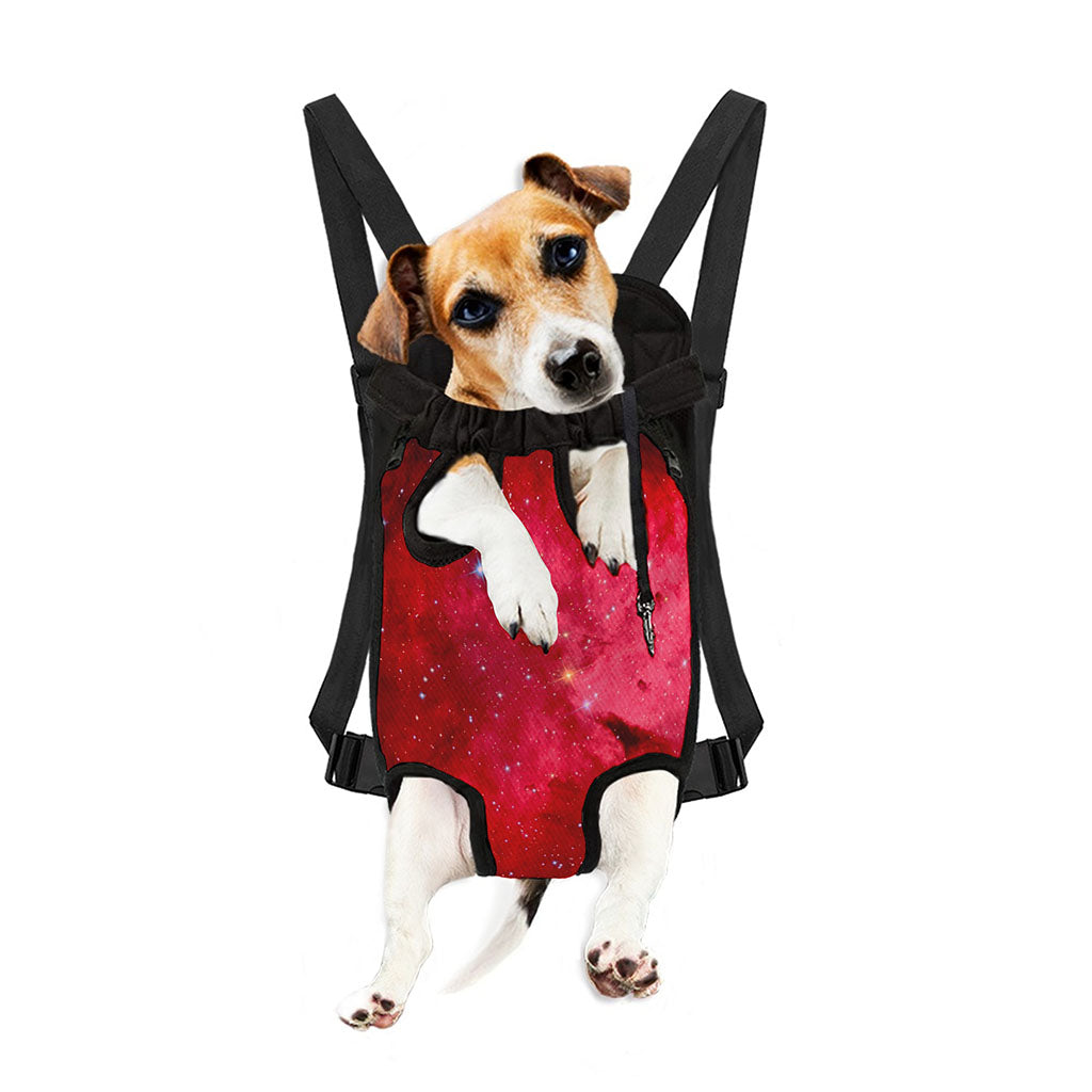 Red Galaxy Space Cloud Print Pet Carrier Backpack
