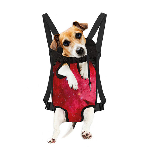 Red Galaxy Space Cloud Print Pet Carrier Backpack
