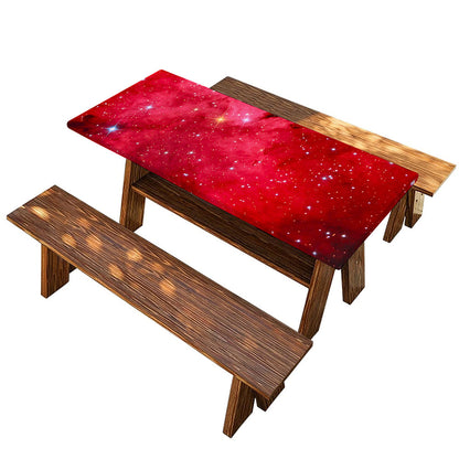 Red Galaxy Space Cloud Print Picnic Table Cover