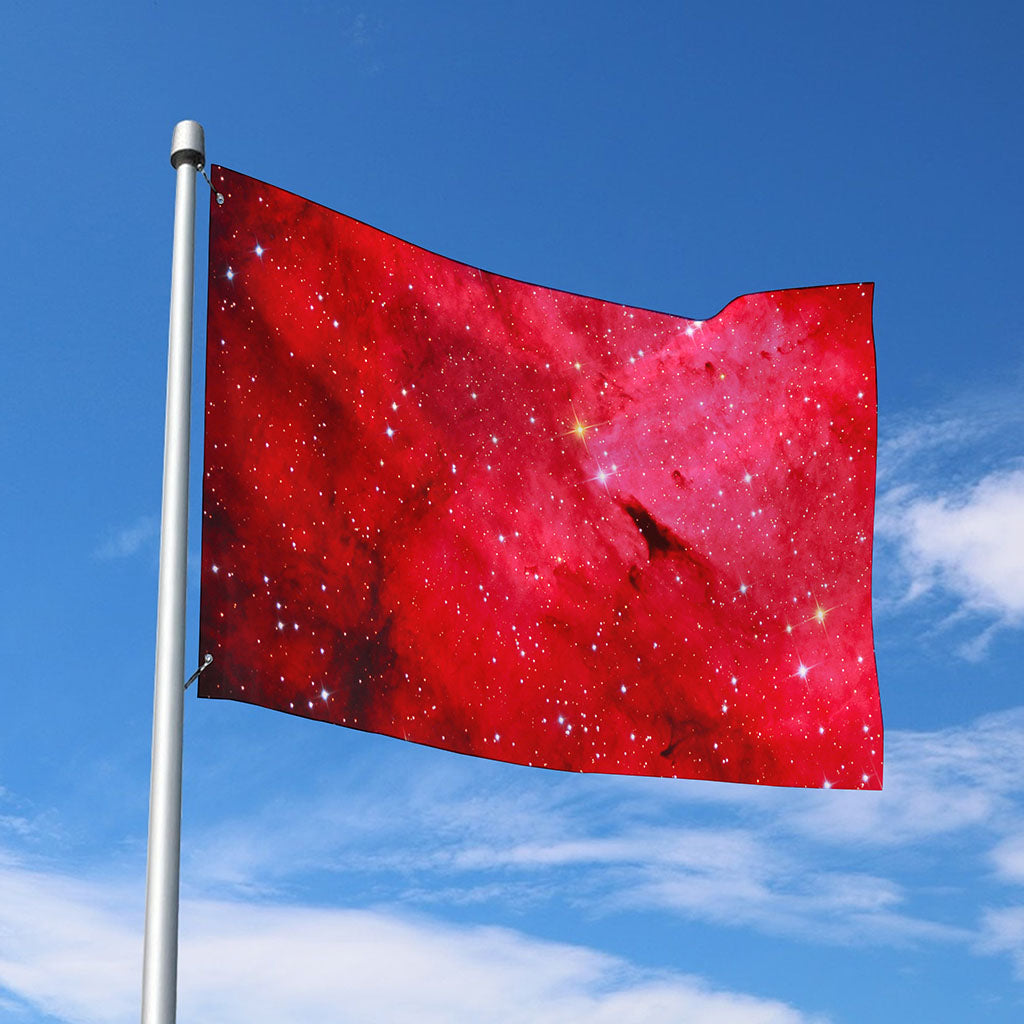 Red Galaxy Space Cloud Print Polyester Flag