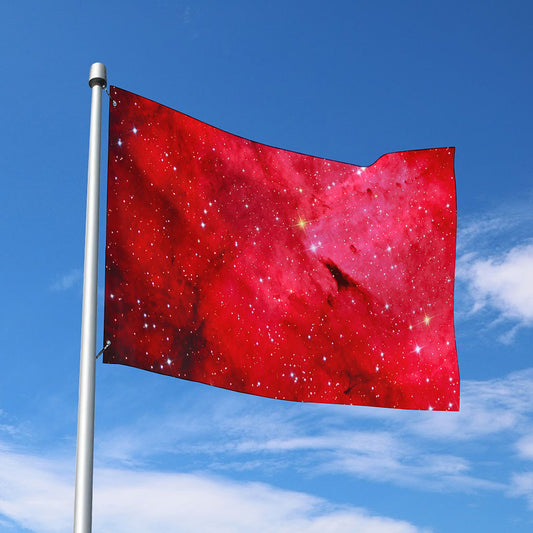 Red Galaxy Space Cloud Print Polyester Flag