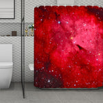 Red Galaxy Space Cloud Print Polyester Shower Curtain