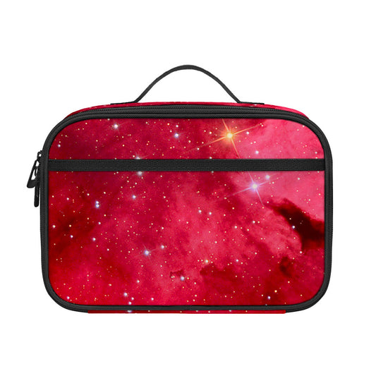 Red Galaxy Space Cloud Print Portable Lunch Bag