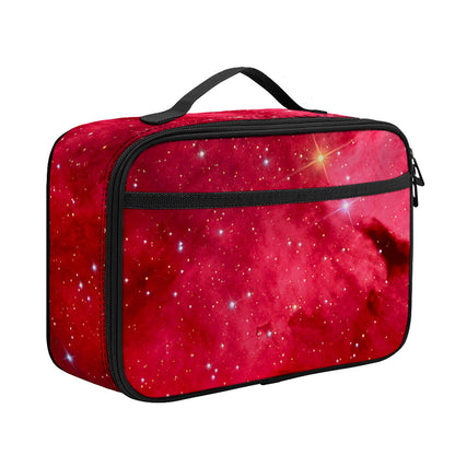 Red Galaxy Space Cloud Print Portable Lunch Bag
