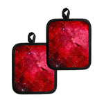 Red Galaxy Space Cloud Print Pot Holders