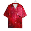 Red Galaxy Space Cloud Print Rayon Hawaiian Shirt