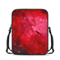 Red Galaxy Space Cloud Print Rectangular Crossbody Bag
