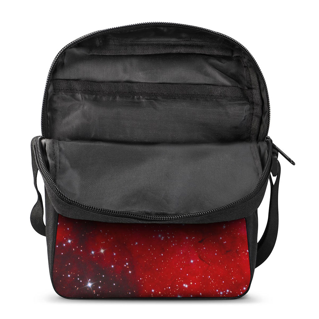 Red Galaxy Space Cloud Print Rectangular Crossbody Bag