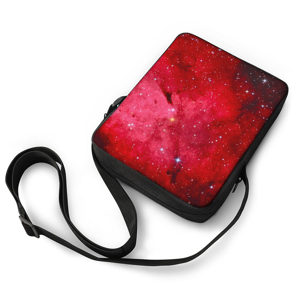 Red Galaxy Space Cloud Print Rectangular Crossbody Bag