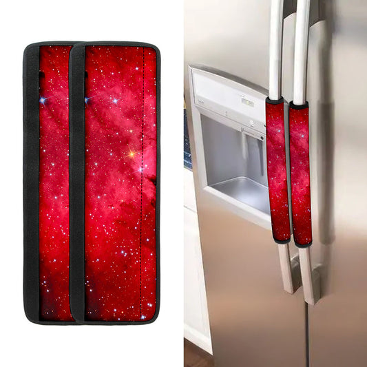 Red Galaxy Space Cloud Print Refrigerator Handle Covers