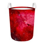 Red Galaxy Space Cloud Print Round Laundry Basket