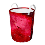 Red Galaxy Space Cloud Print Round Laundry Basket