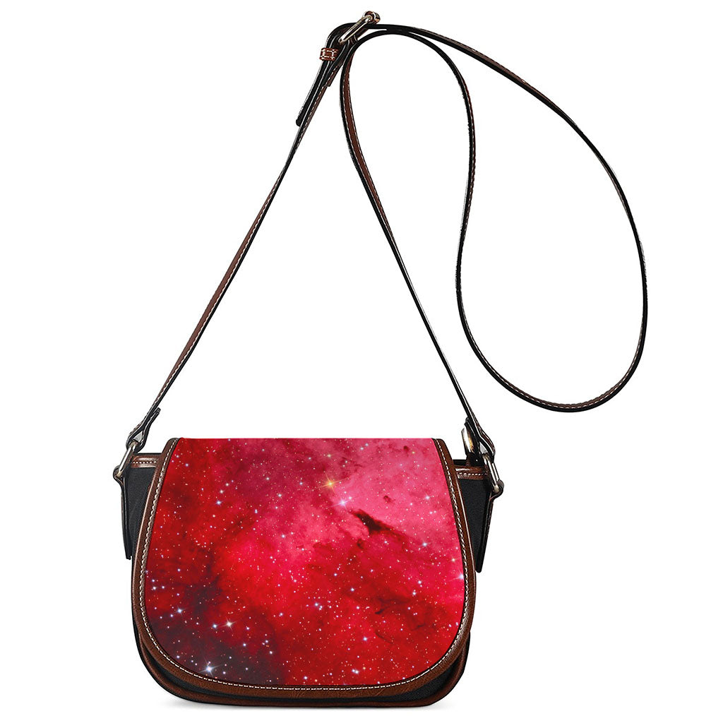 Red Galaxy Space Cloud Print Saddle Bag