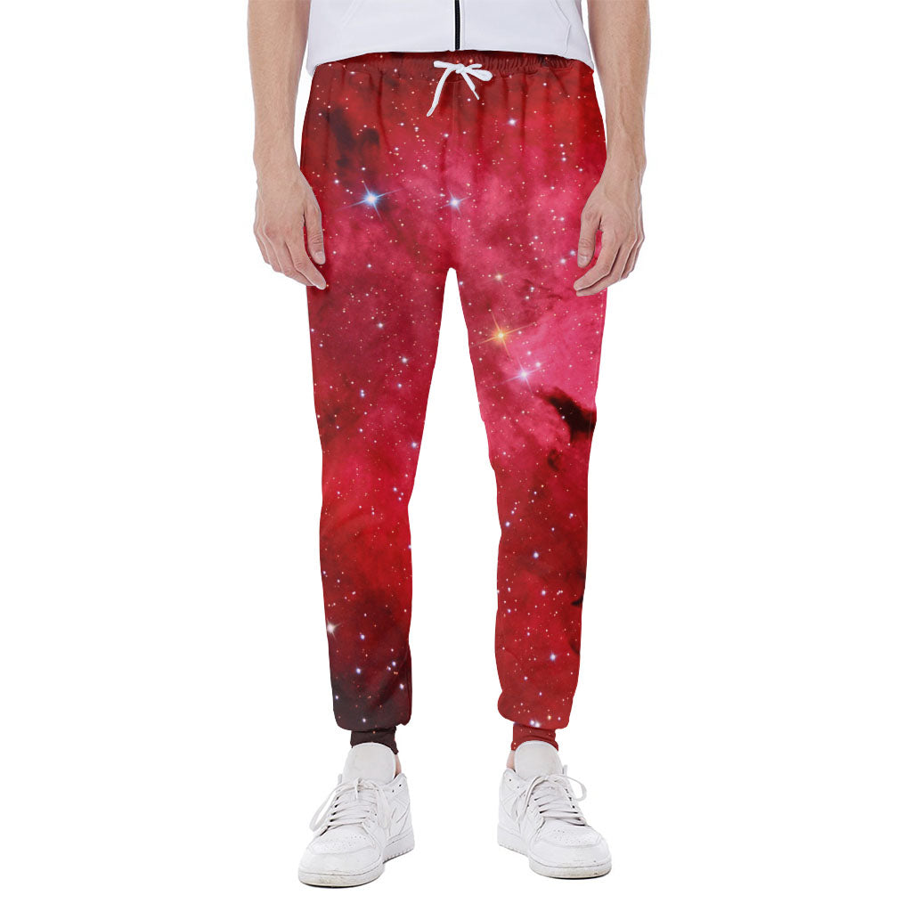 Red Galaxy Space Cloud Print Scuba Joggers