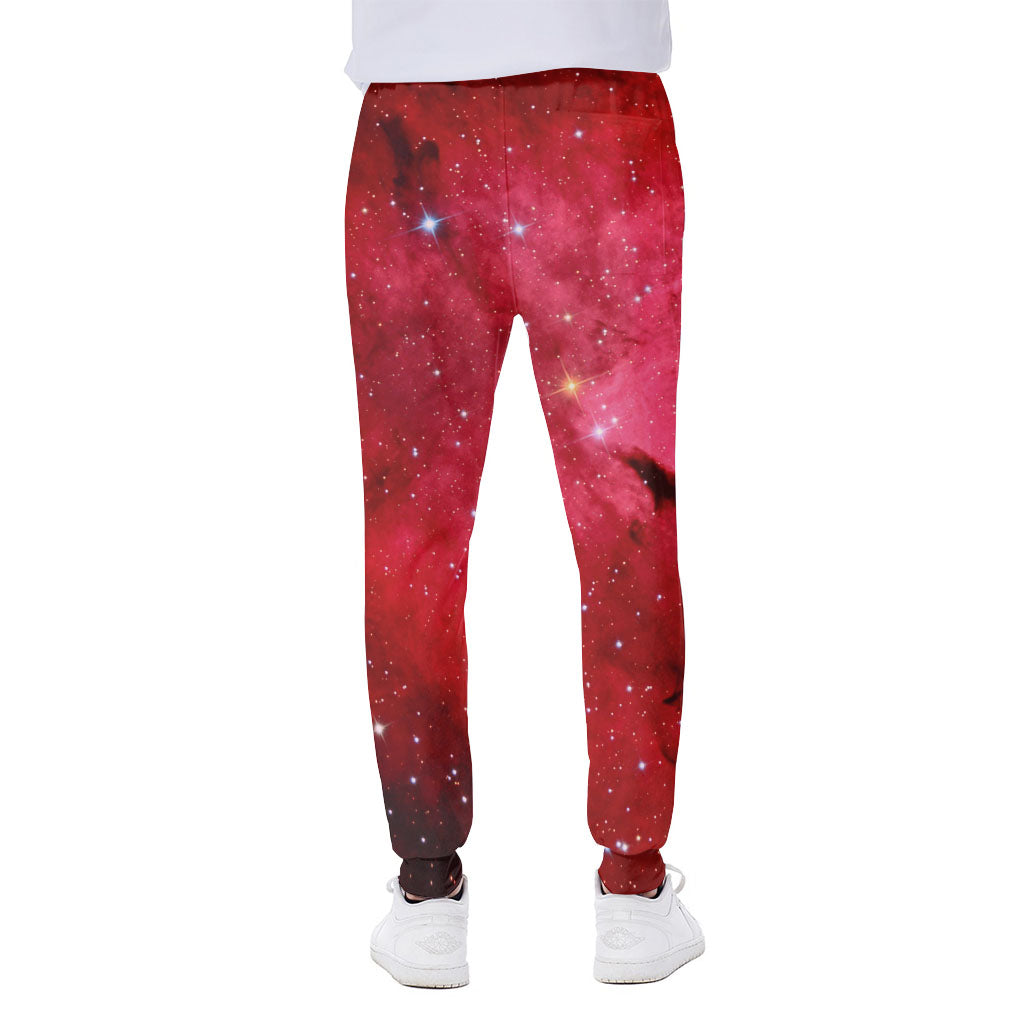 Red Galaxy Space Cloud Print Scuba Joggers