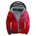 Red Galaxy Space Cloud Print Sherpa Lined Zip Up Hoodie