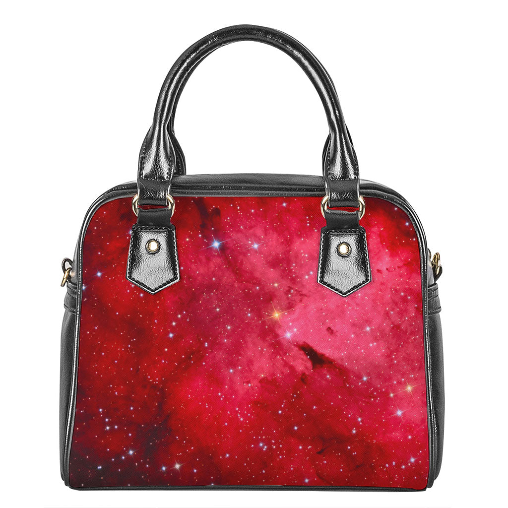 Red Galaxy Space Cloud Print Shoulder Handbag