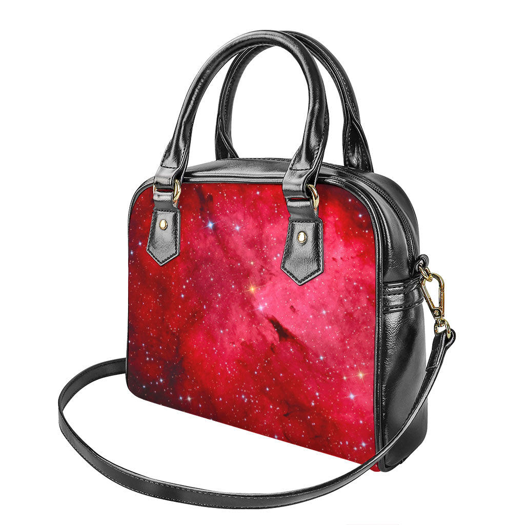 Red Galaxy Space Cloud Print Shoulder Handbag