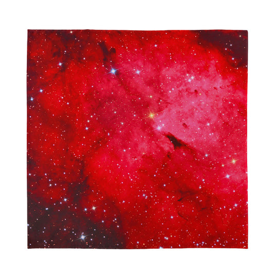 Red Galaxy Space Cloud Print Silk Bandana