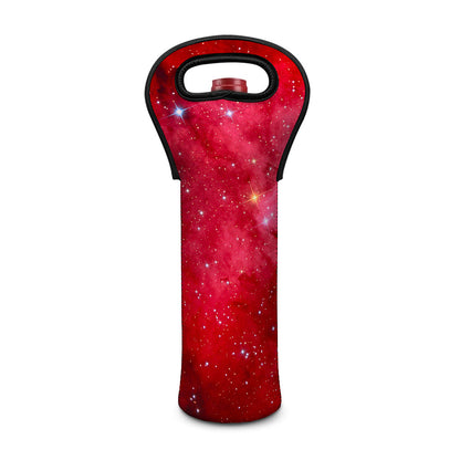 Red Galaxy Space Cloud Print Single Neoprene Wine Tote