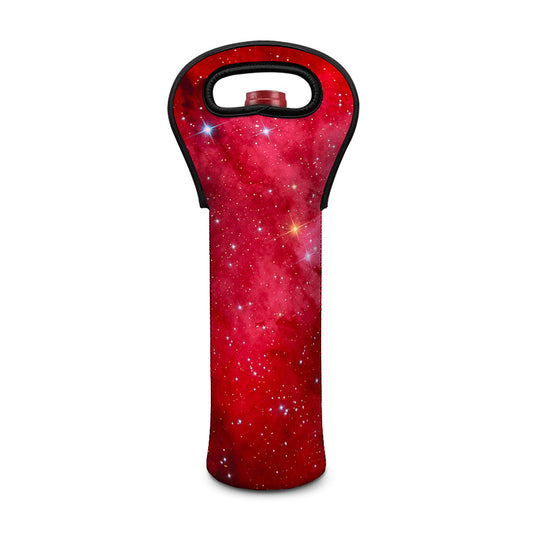 Red Galaxy Space Cloud Print Single Neoprene Wine Tote