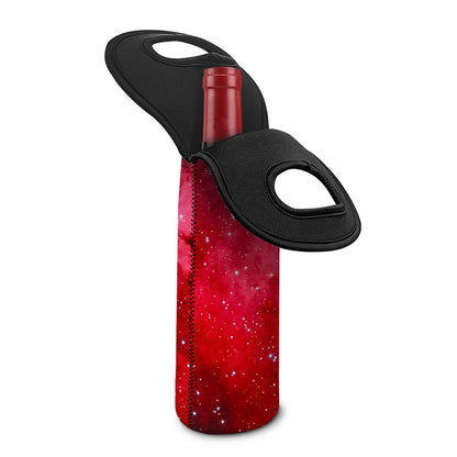 Red Galaxy Space Cloud Print Single Neoprene Wine Tote