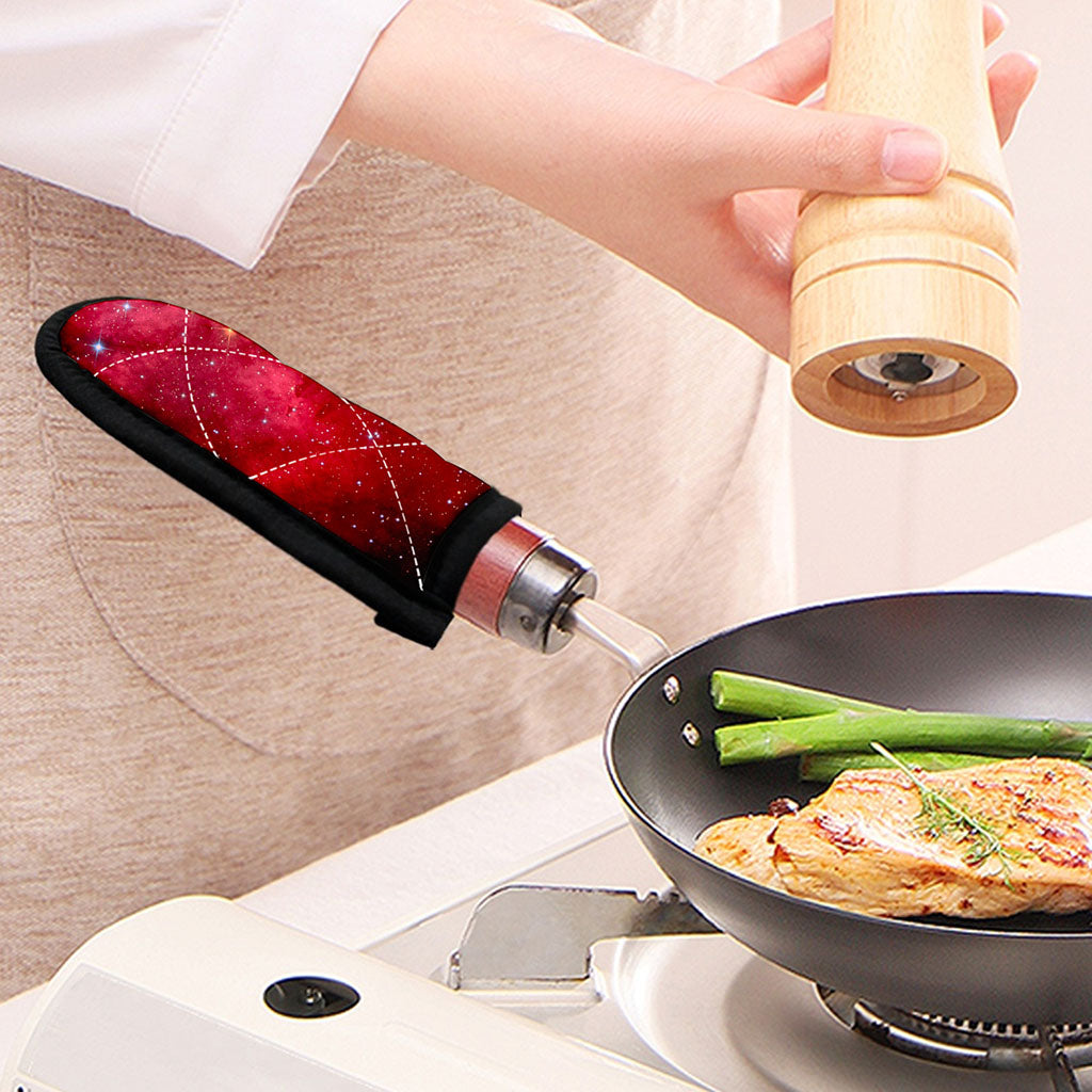 Red Galaxy Space Cloud Print Skillet Handle Cover