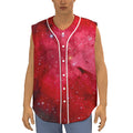 Red Galaxy Space Cloud Print Sleeveless Baseball Jersey