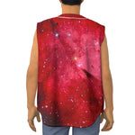 Red Galaxy Space Cloud Print Sleeveless Baseball Jersey