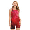 Red Galaxy Space Cloud Print Sleeveless One Piece Swimsuit